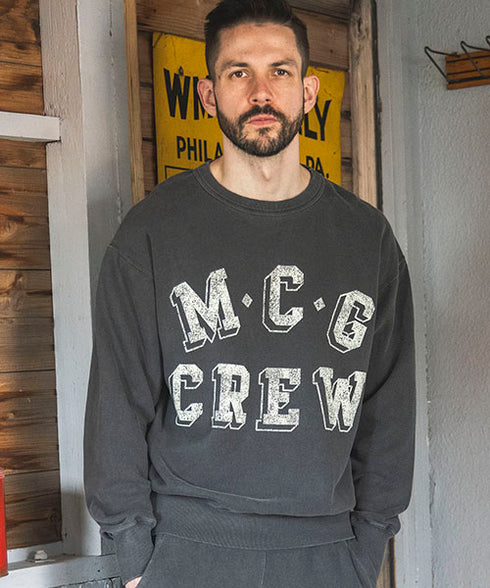 MR.OLIVE/USED BASIC URAKE / PRINTED SWEAT SHIRT(MCG CREW ミスターオリーブ/プリント ユーズドスウェットシャツ